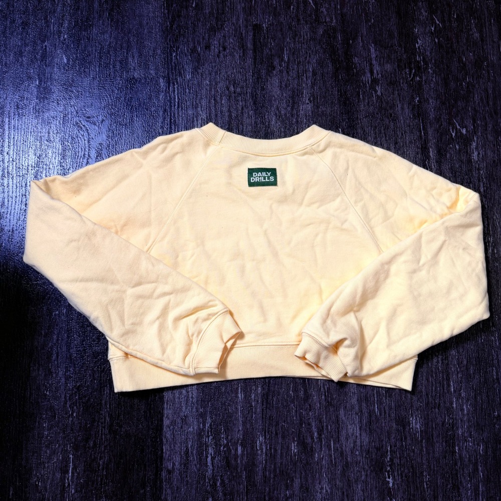 Daily Drills Sweatshirt Women S Butter Yellow Cropped Raglan Terry Pullover